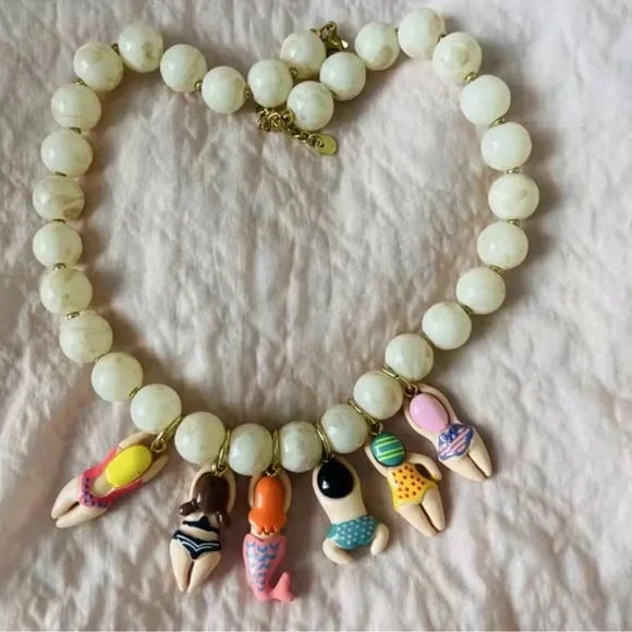 Summer Beach Girls Charm Colorful Bikini Gold Necklace